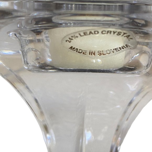 2 Pillar Clear Glass 24% Crystal Lead Candle Holders Slovenia 9" & 6" Tall - Picture 8 of 16